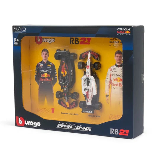 Bburago F1 Red Bull Racing RB21 2025 Max Verstappen Driver Two Pack 1/43 Scale Model
