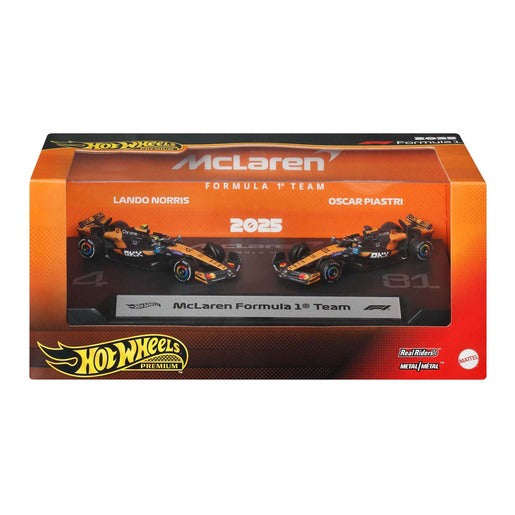 Hot Wheels Premium McLaren Formula 1® 2025 Team of Piastri And Norris 2 Pack Car #81 and #4