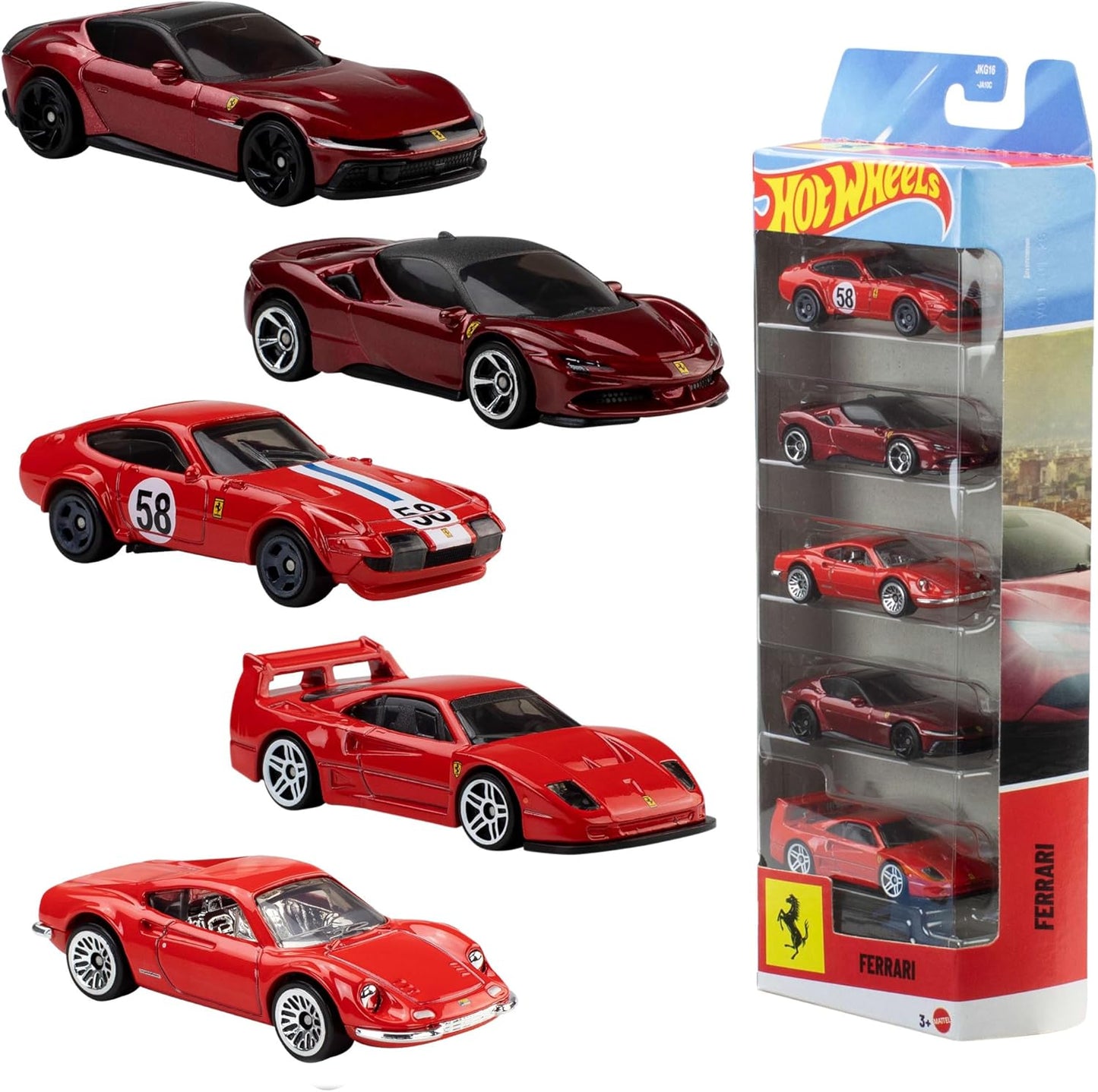 HOT WHEELS BASIC CAR FERRARI 5 PACK