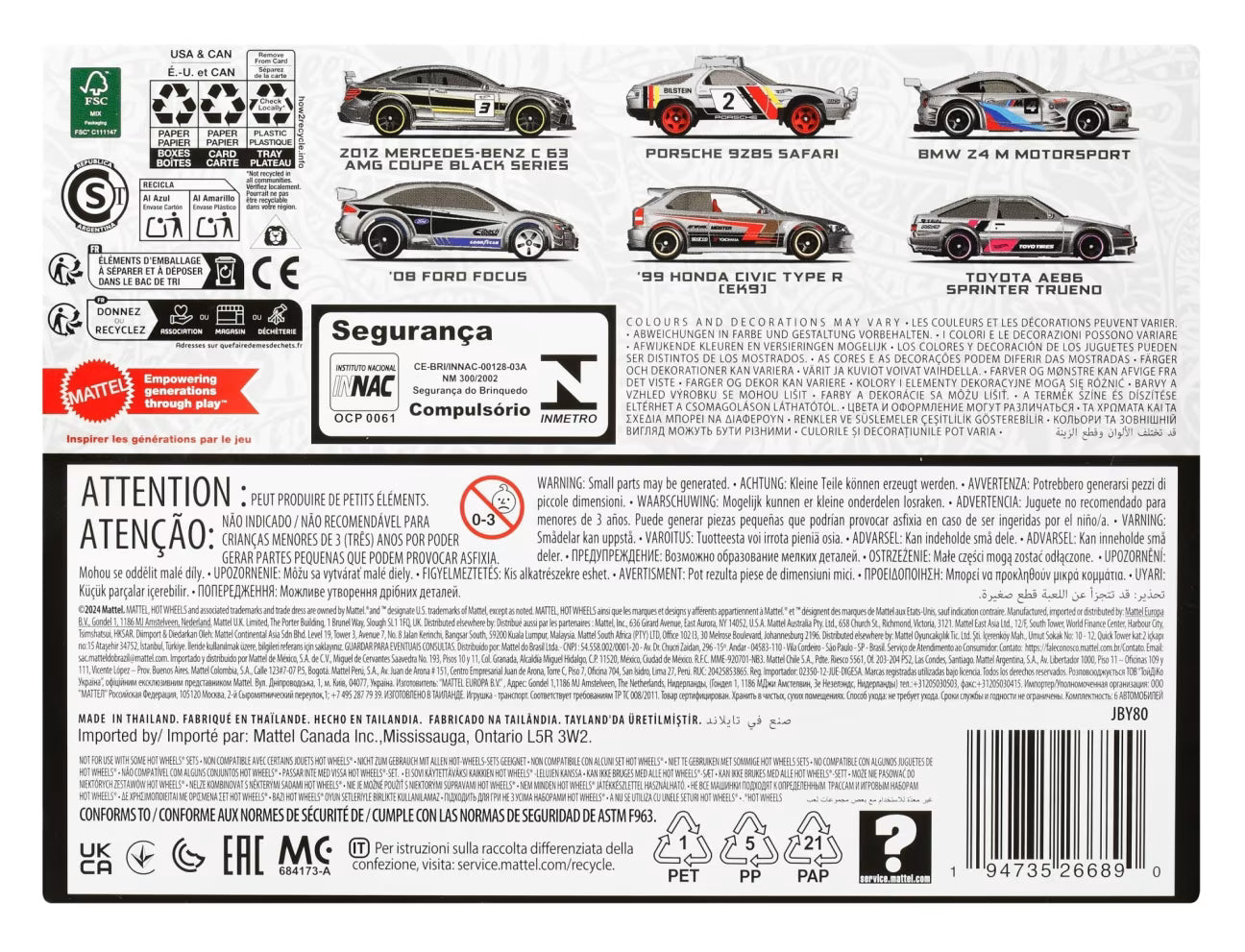 Hot Wheels  Silver Series Set Of 6 Zamac Vehicles